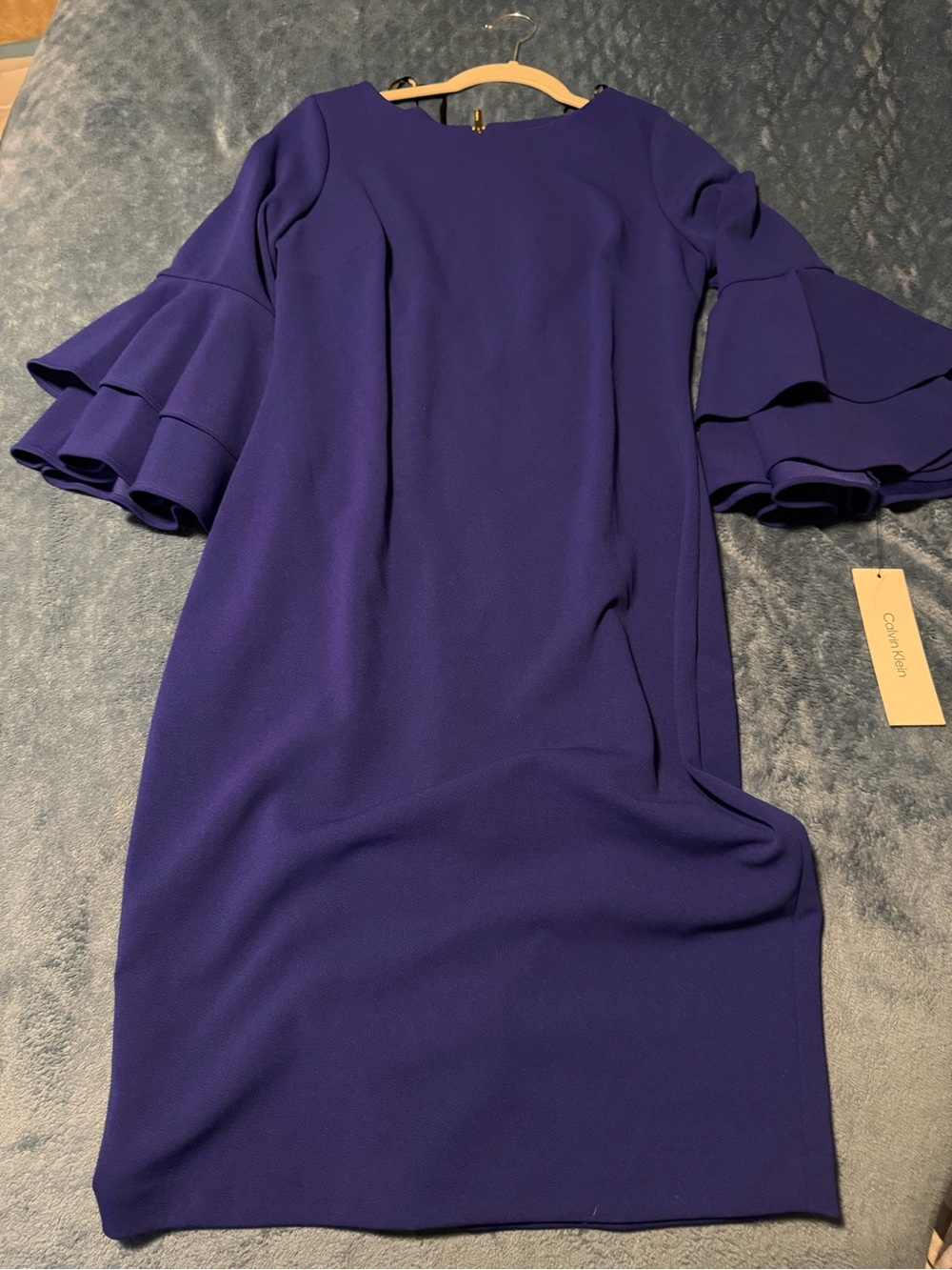 Calvin Klein Deep Purple Tiered-Ruffle Midi Dress